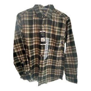 Eddie Bauer Men's Casual Plaid Shirt - Green and Cream